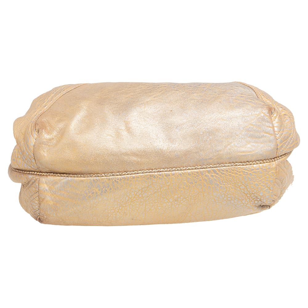 Fendi Gold Holographic Textured Leather Spy Bag 4