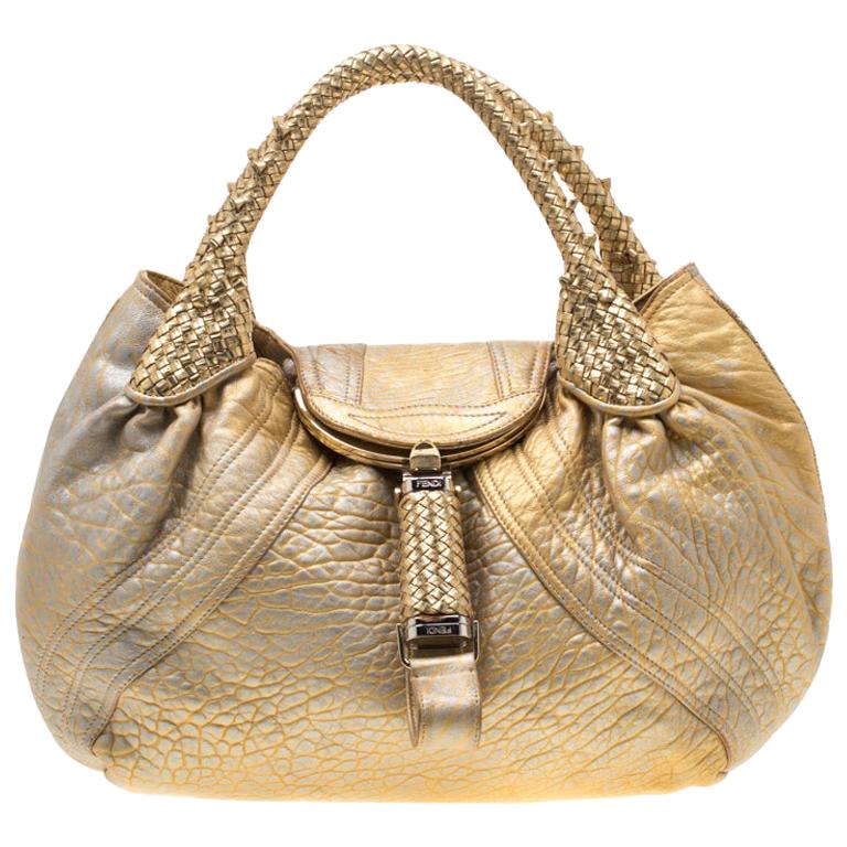 Fendi Gold Holographic Textured Leather Spy Bag at 1stDibs