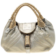 Used Fendi Gold Holographic Textured Leather Spy Bag