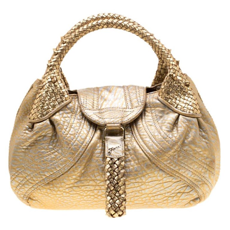Fendi Gold Holographic Textured Leather Spy Bag For Sale at 1stDibs