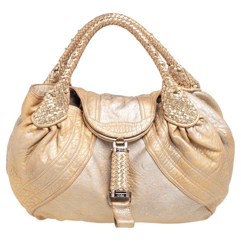 Fendi Gold Holographic Textured Leather Spy Bag