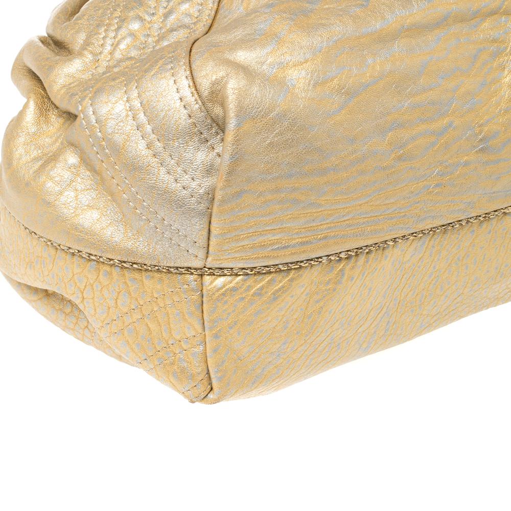 Fendi Gold Holographic Textured Leather Spy Hobo 7