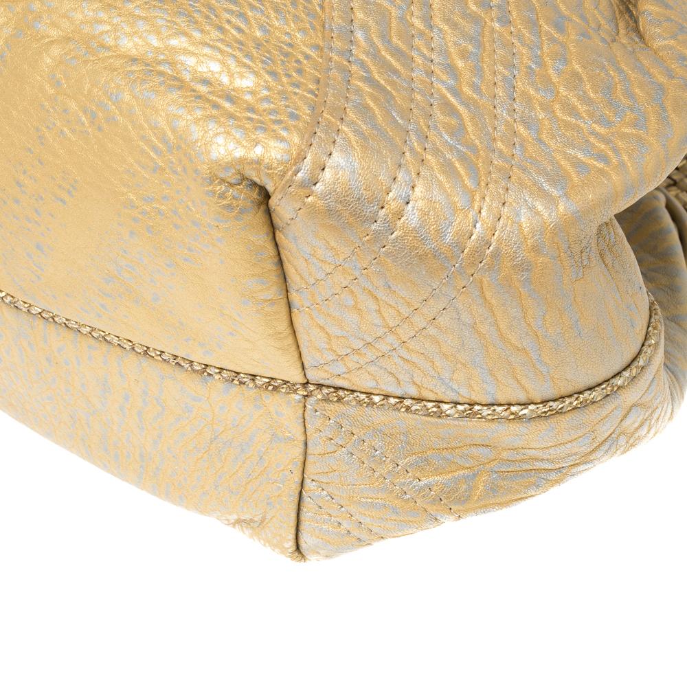 Fendi Gold Holographic Textured Leather Spy Hobo 2