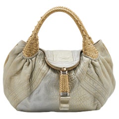 Fendi Gold Holographic Textured Leather Spy Hobo