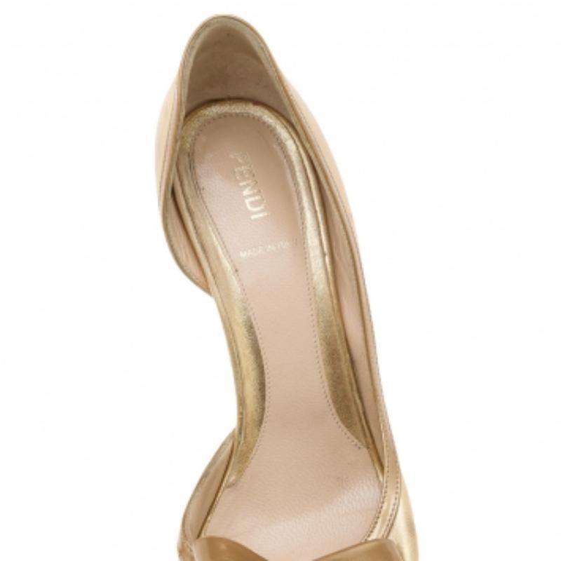 Donna Fendi Pumps con fiocco in pelle oro misura 38,5 in vendita