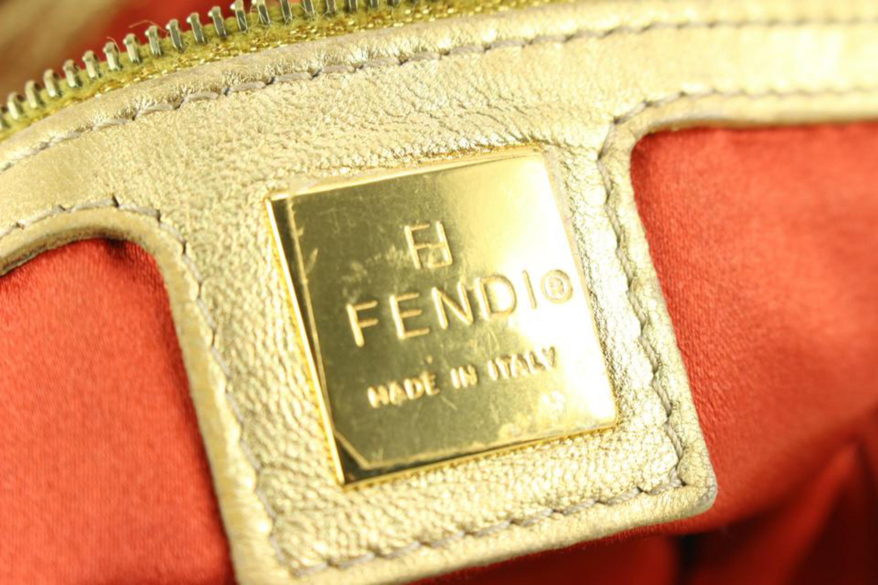 Fendi Gold Leather Crystal Mama Baguette 9f830a 7