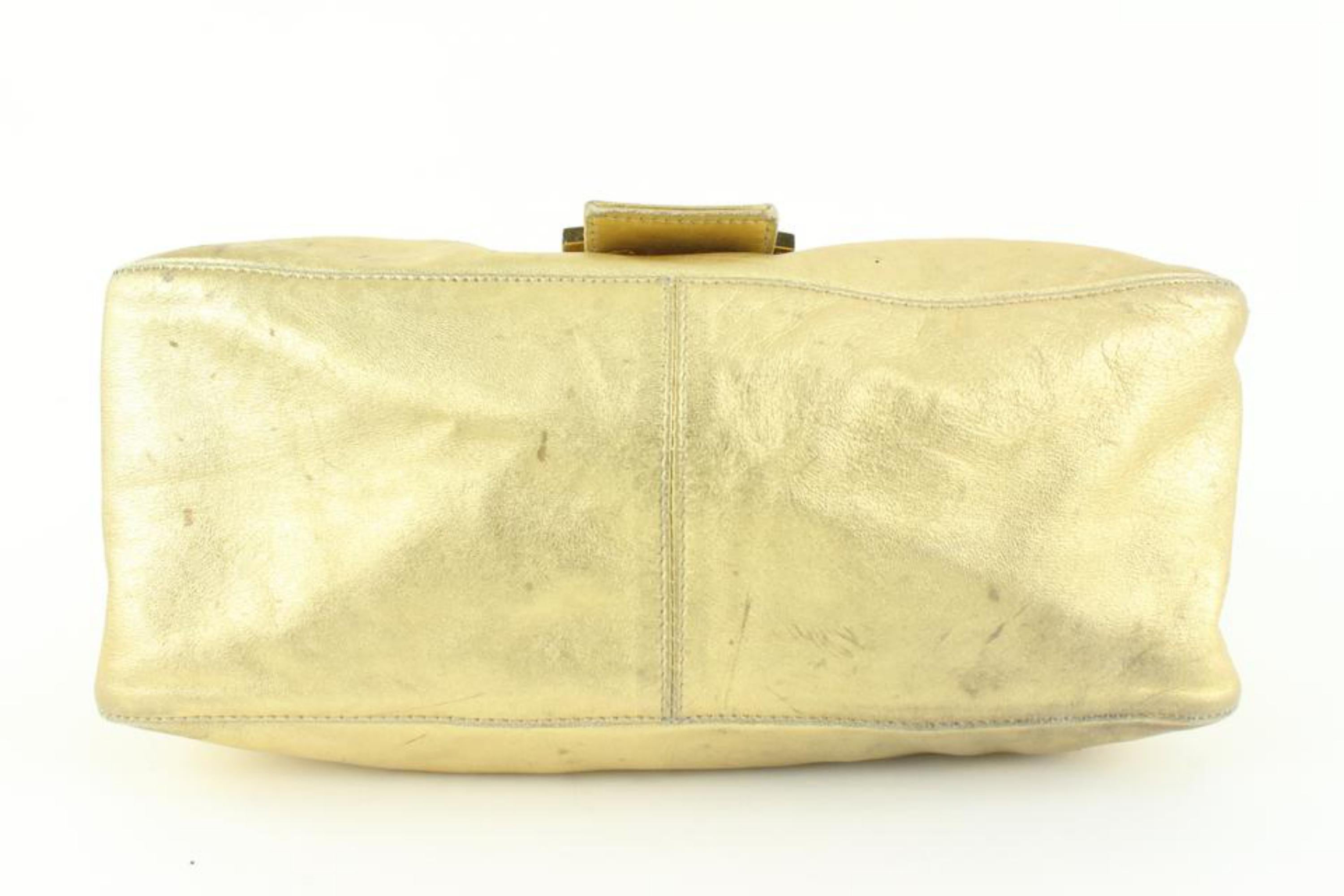 Fendi Gold Leather Crystal Mama Baguette 9f830a 3