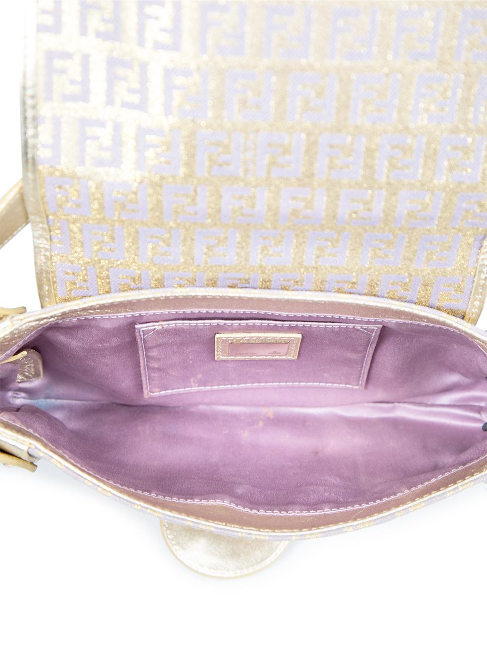 Fendi Gold Leather FF Zucchino Shoulder Bag For Sale 1
