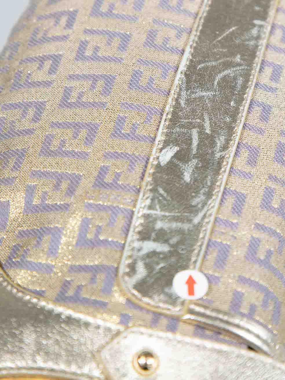 Fendi Gold Leather FF Zucchino Shoulder Bag For Sale 3