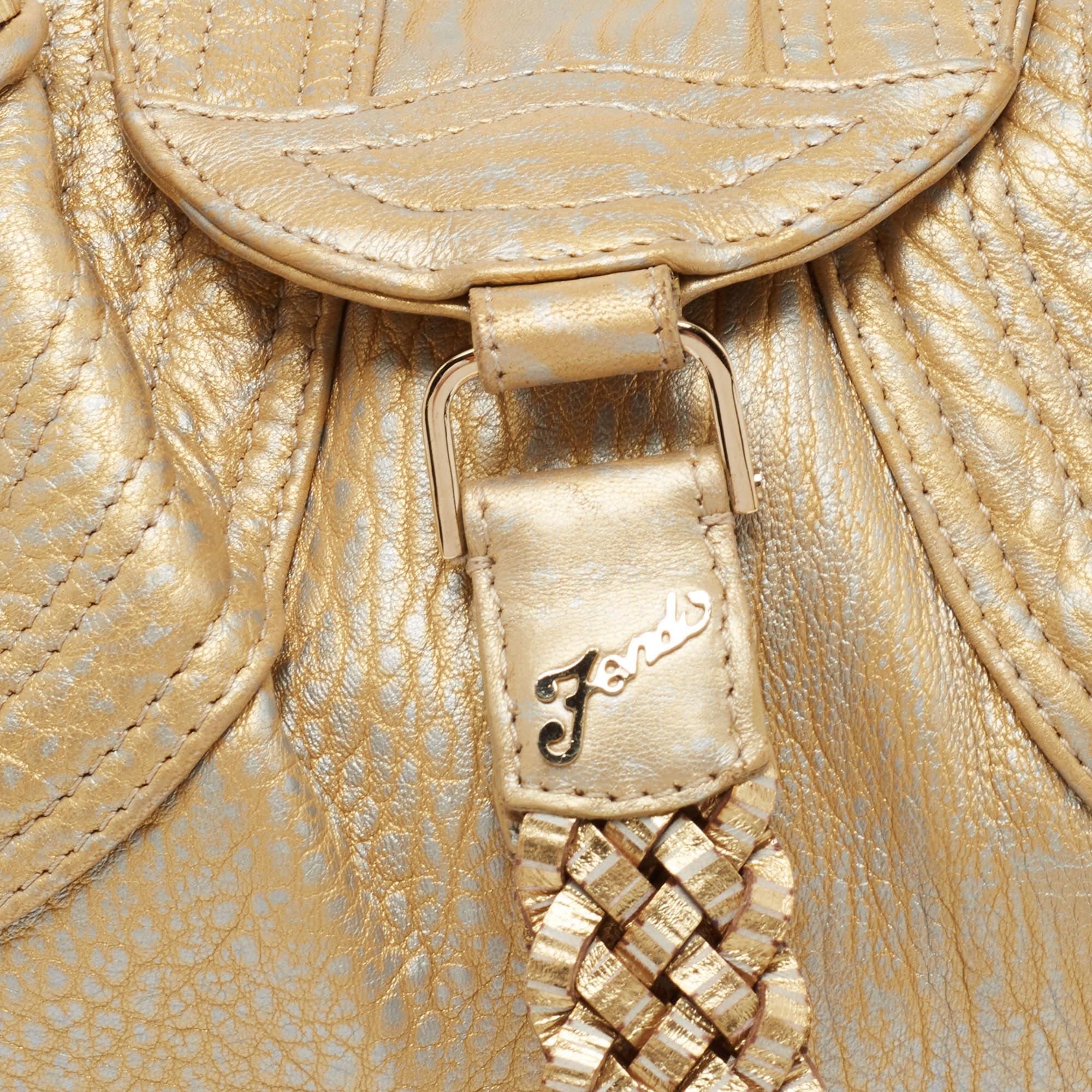 Fendi Gold Leather Mini Spy Bag 5