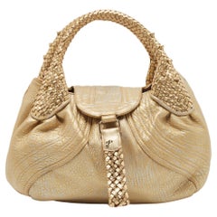 Used Fendi Gold Leather Mini Spy Bag