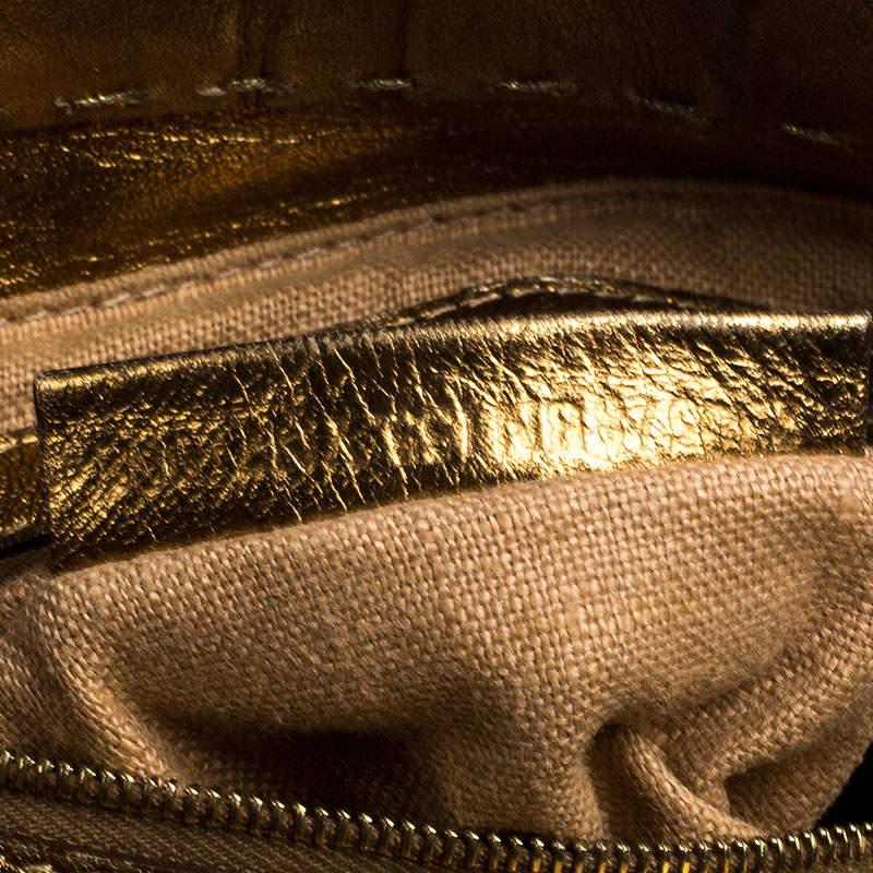 Fendi Gold Leather Selleria Villa Borghese Satchel For Sale 6