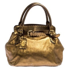 Fendi Gold Leather Selleria Villa Borghese Satchel