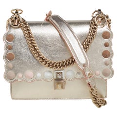 Fendi Gold Leather Small Kan I Scalloped Shoulder Bag