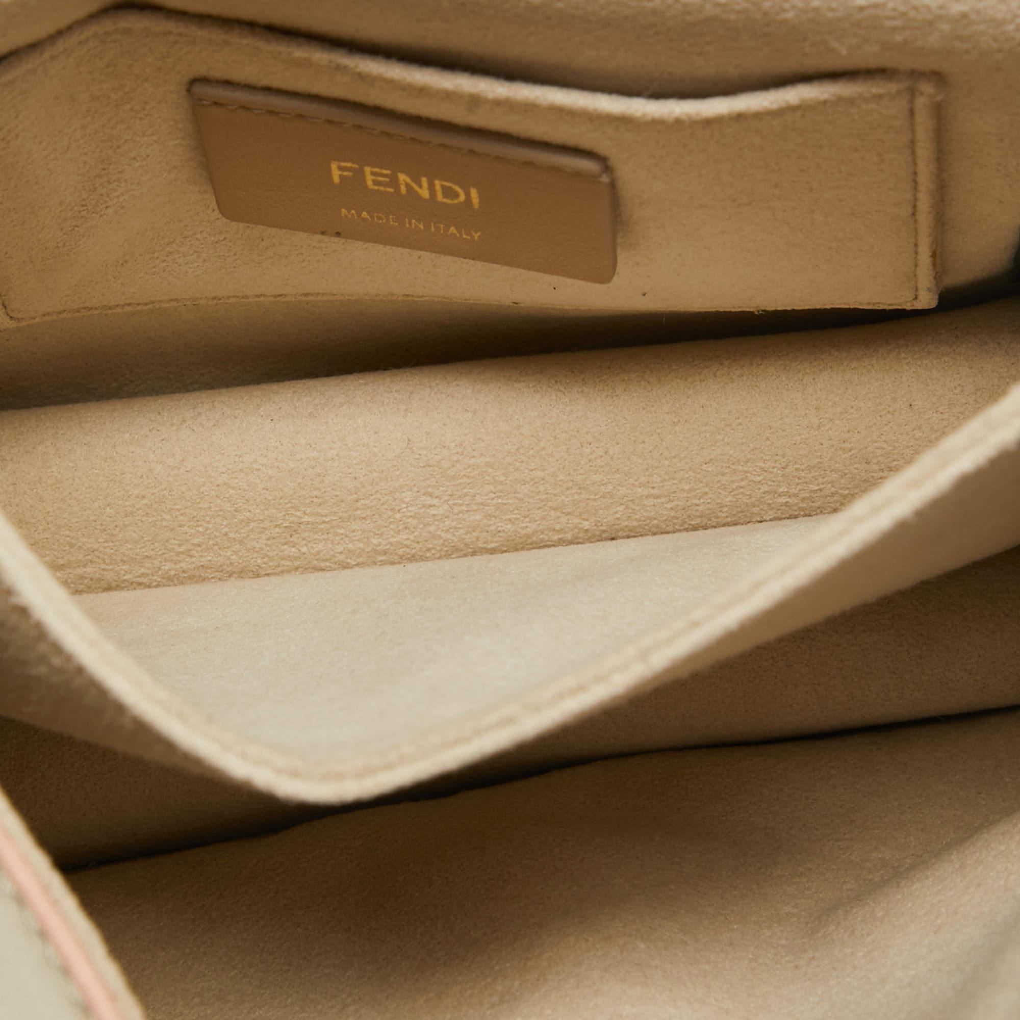 Fendi Gold Leather Small Scalloped Studded Kan I Shoulder Bag 7