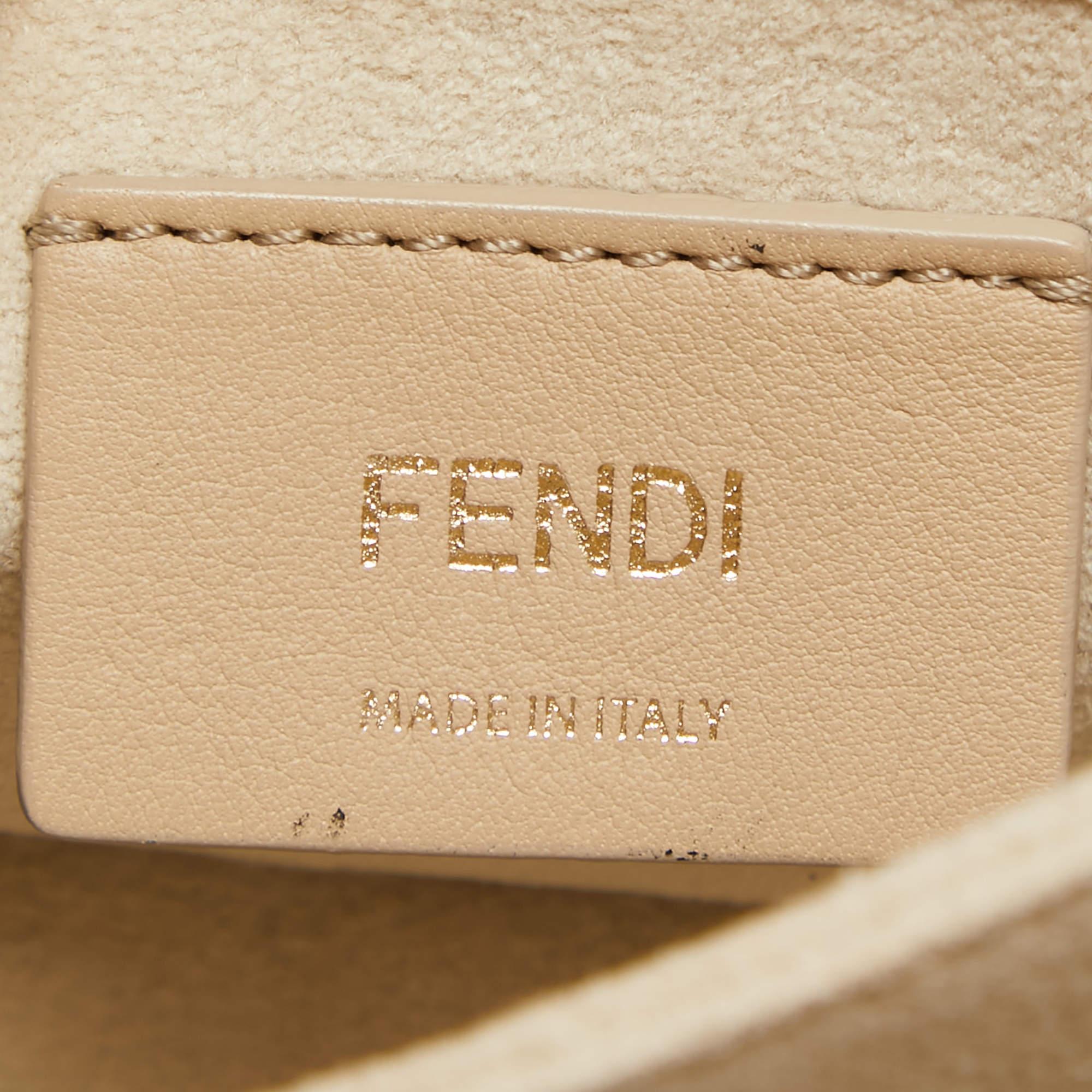 Fendi Gold Leather Small Scalloped Studded Kan I Shoulder Bag 4
