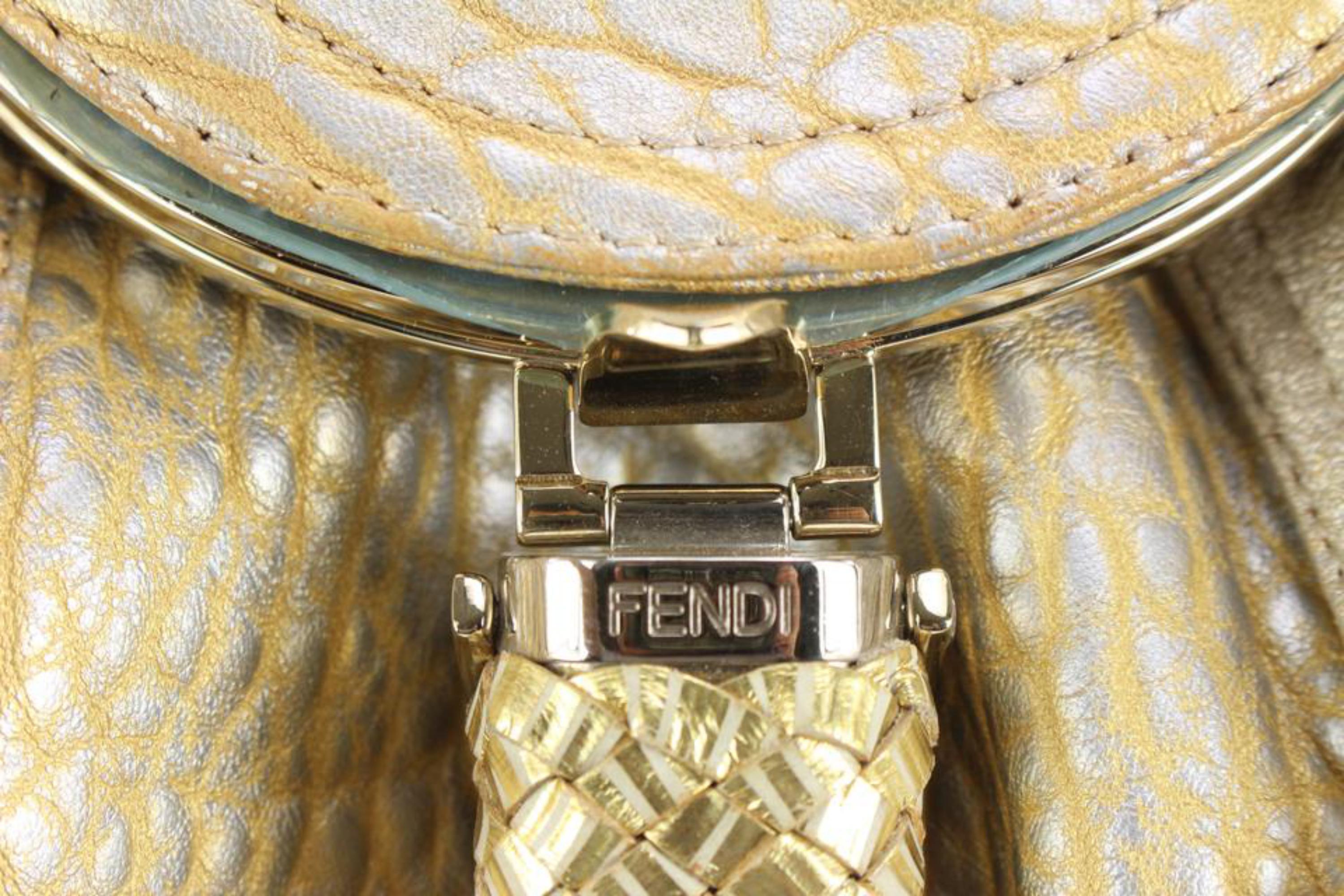 Women's Fendi Gold Leather Spy Hobo Bag 92f525s