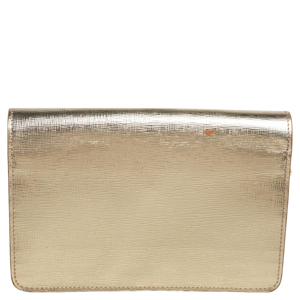 Women's Fendi Gold Leather Tube On Chain Wallet