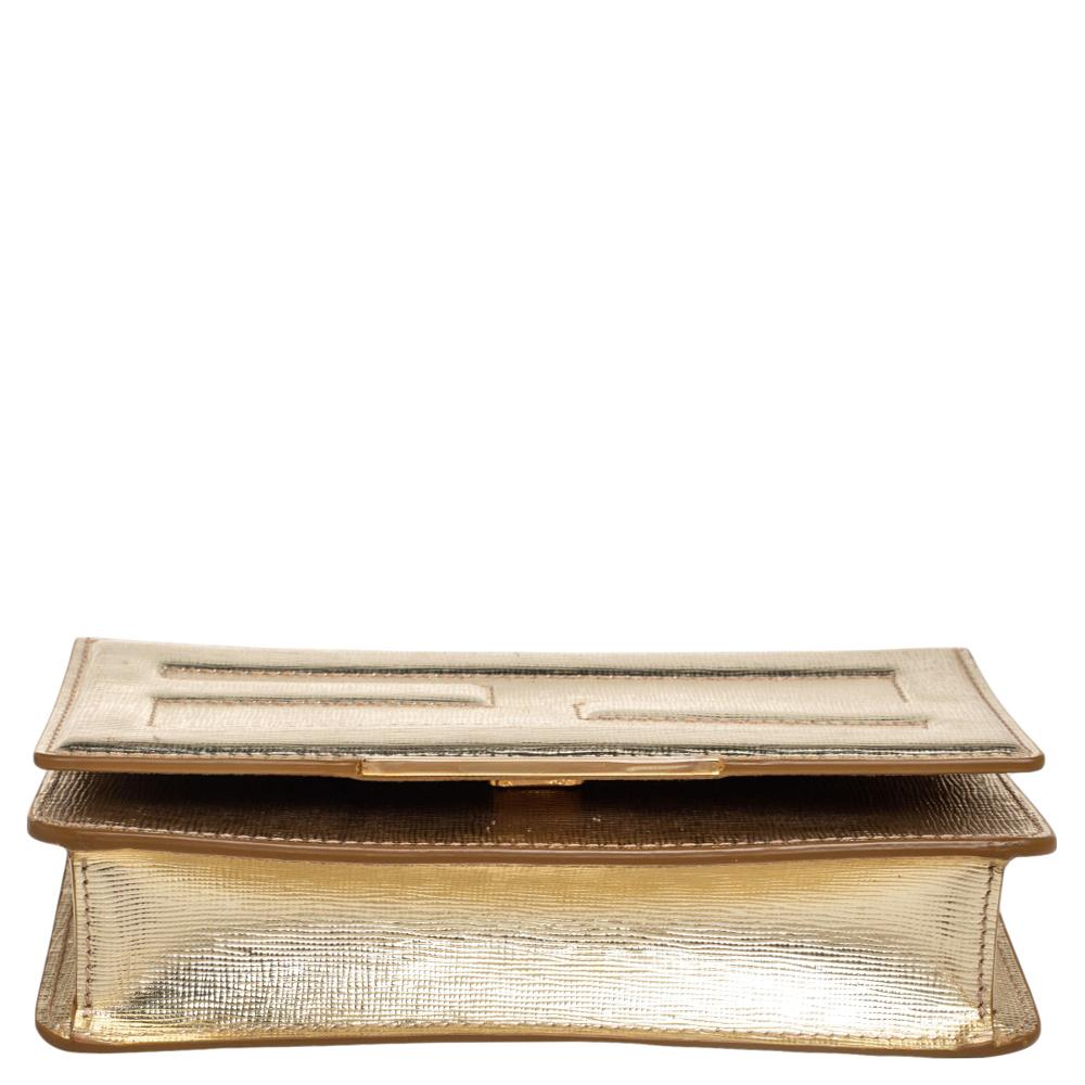 Fendi Gold Leather Tube On Chain Wallet 1