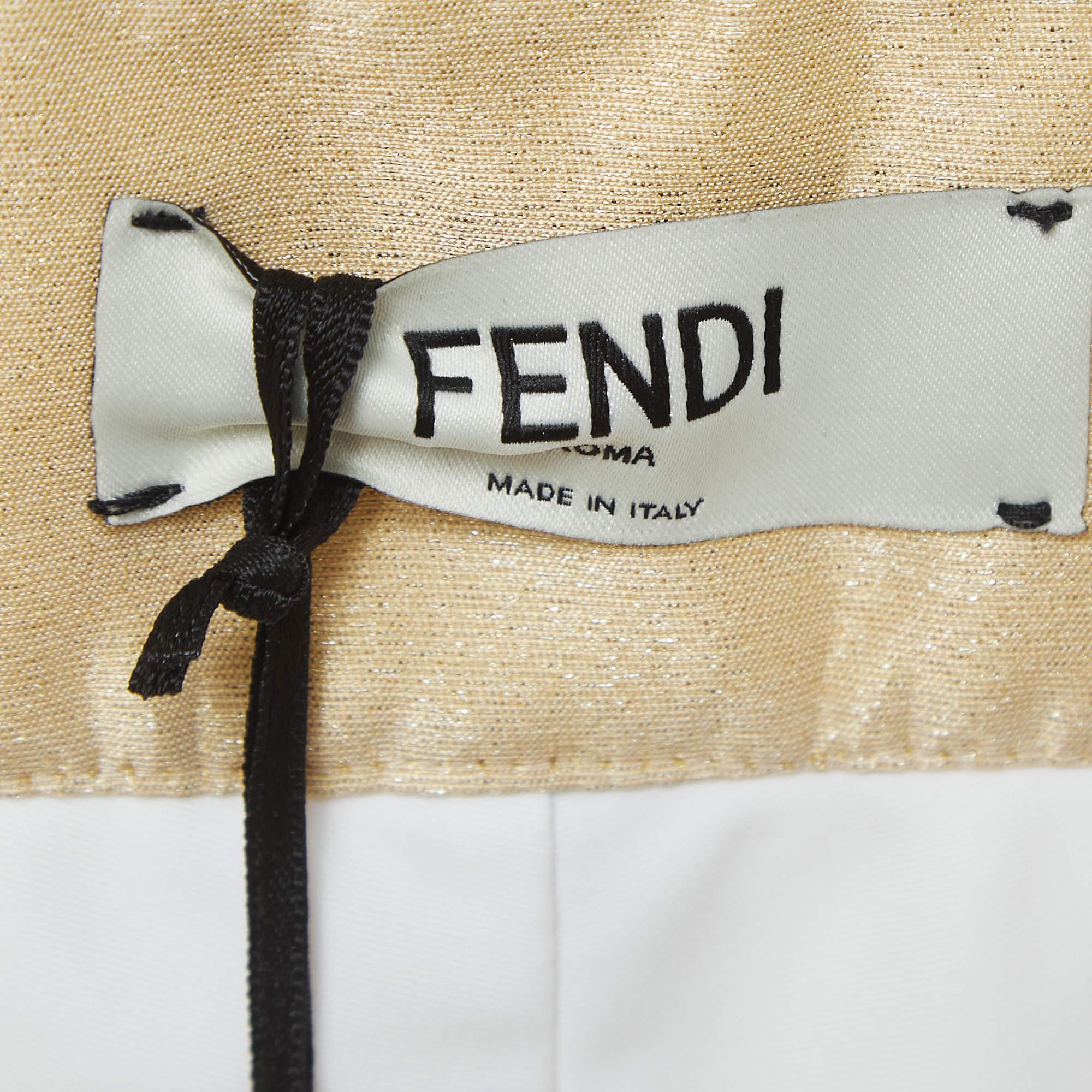 Fendi Gold Metallic Synthetische Rockhose mitsulat aus Kunststoff L im Angebot 1