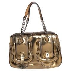 Fendi Gold Mirrored Leather B Shoulder Bag