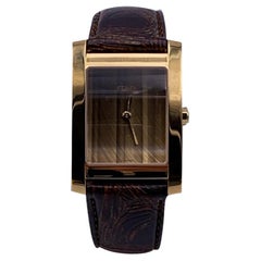 Fendi Gold Plated Rectangle 7000 G Quartz Wrist Watch Brown Dial