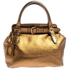 Fendi Gold Selleria Leather Villa Borghese Tote