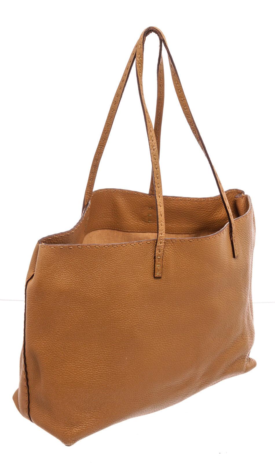 Marron Fendi - Sac fourre-tout Selleria doré avec quincaillerie de couleur dorée et finitions en cuir