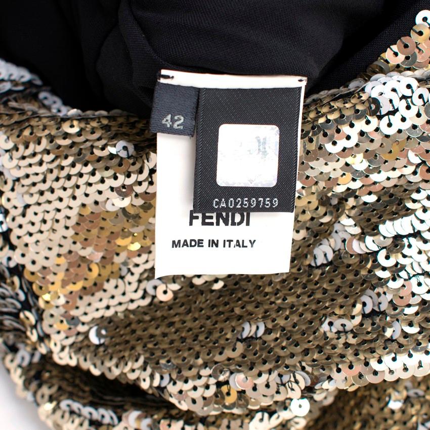 Fendi Gold Sequin Mini Dress size IT 42 In New Condition In London, GB
