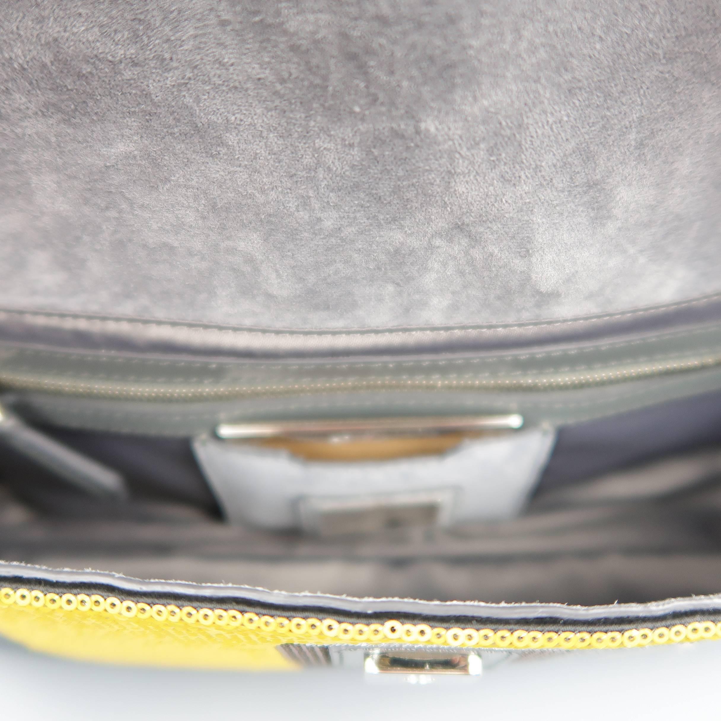 Fendi Gold Silver and Bronze Color Block Sequined Baguette Handbag 3