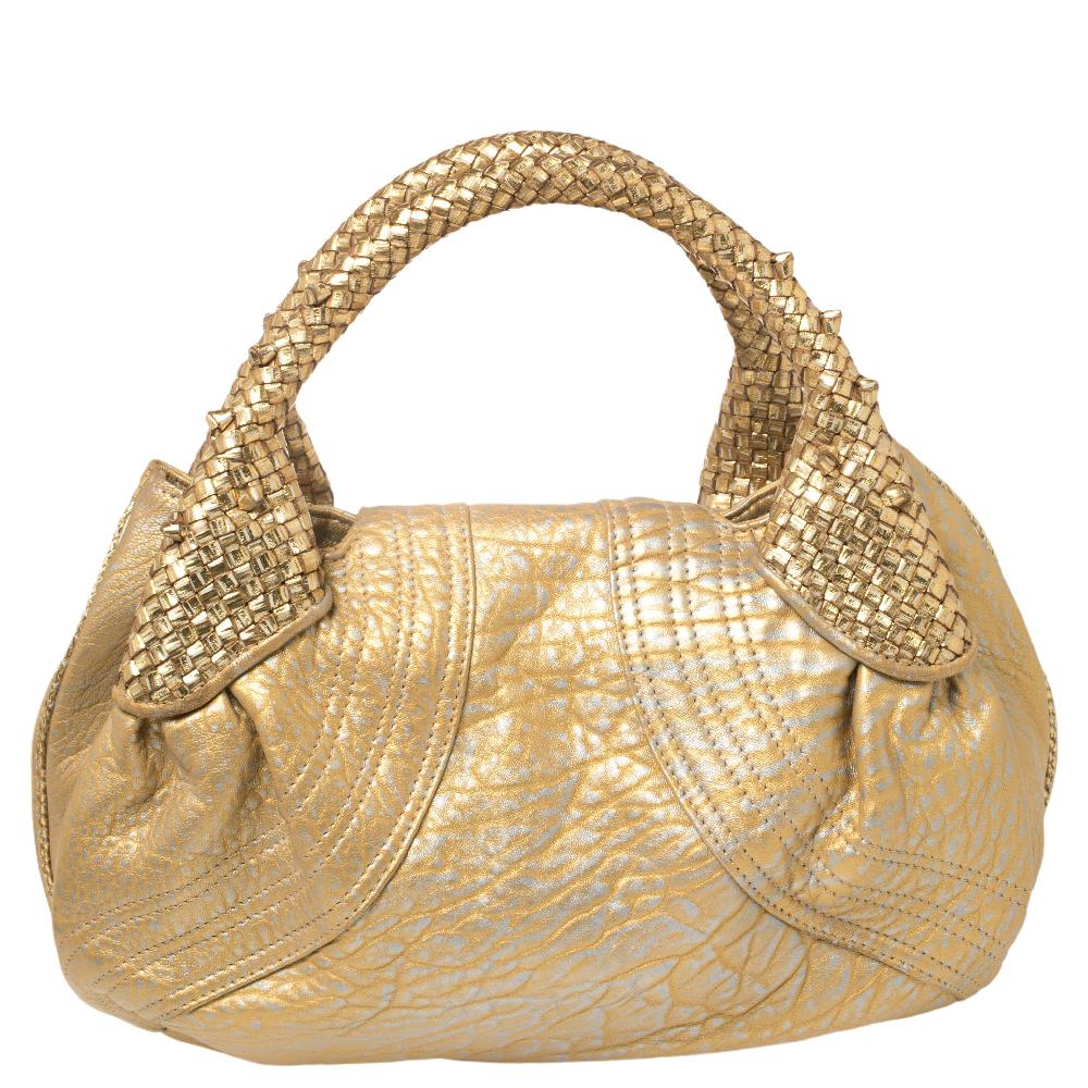 Fendi Gold/Silber Leder-Mini Spy Bag (Beige)