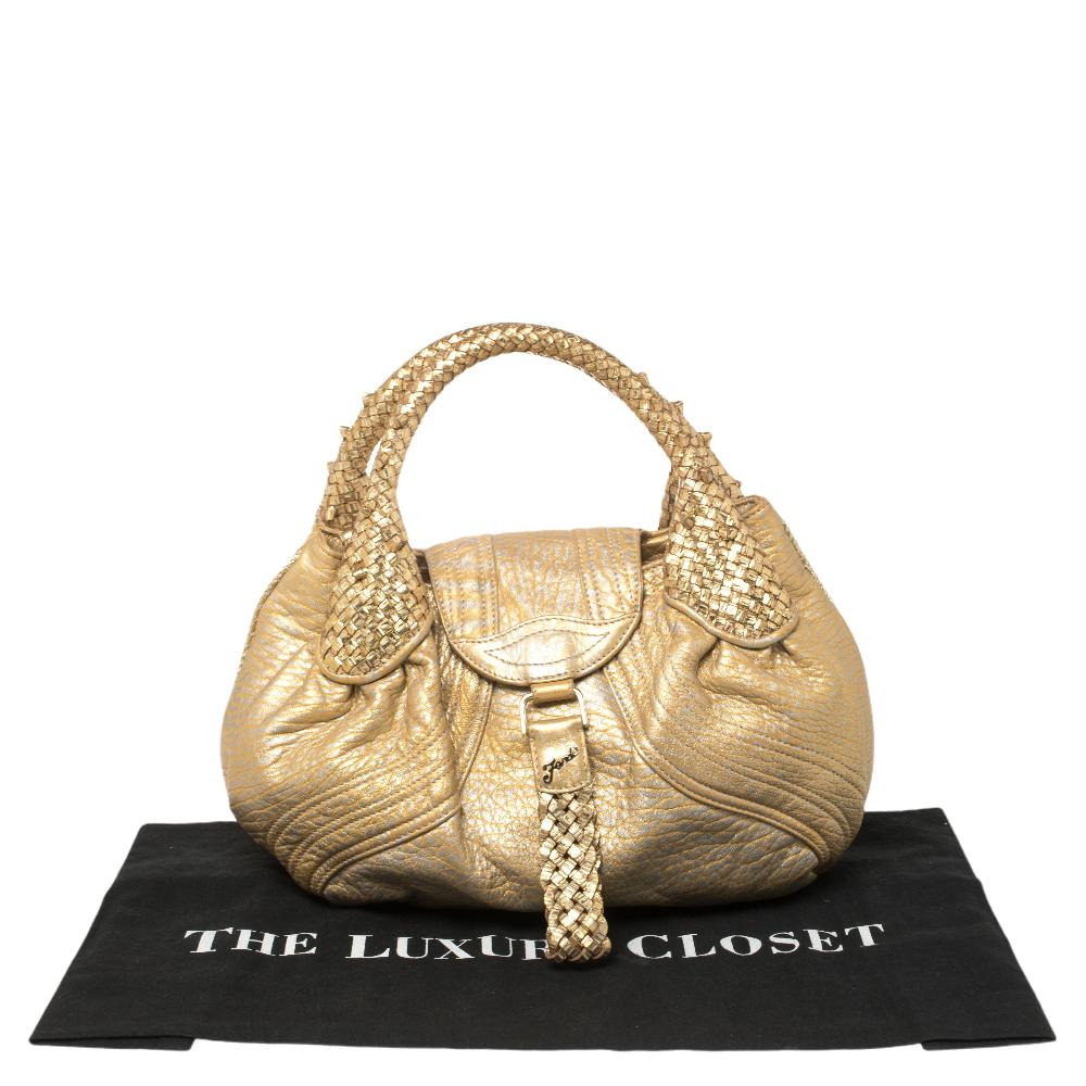 Fendi Gold/Silber Leder-Mini Spy Bag Damen