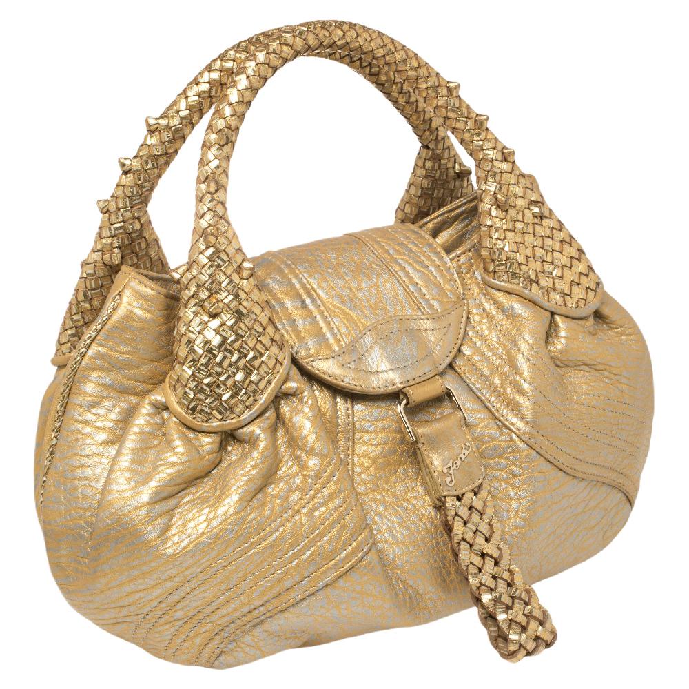 Fendi Gold/Silber Leder-Mini Spy Bag 2