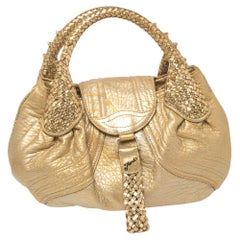 Fendi Gold/Silber Leder Mini Spy Bag