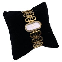 Fendi Gold Stainless Steel Watch Diamonds O'Lock Horizontal