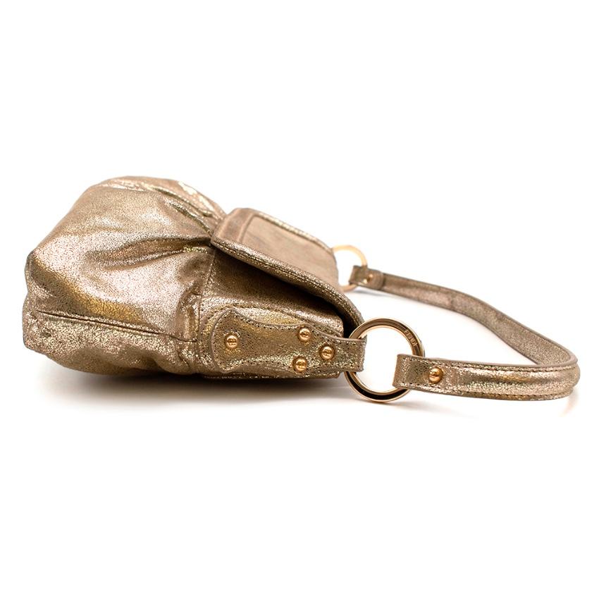 Fendi Gold Suede Vintage Flap Bag For Sale 2