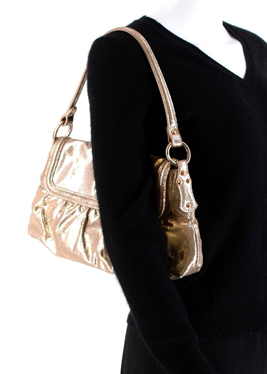 Fendi Gold Suede Vintage Flap Bag For Sale 1