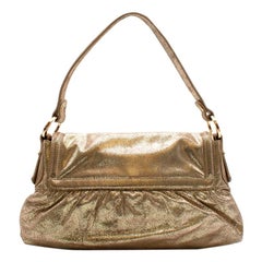 Fendi Gold Suede Vintage Flap Bag