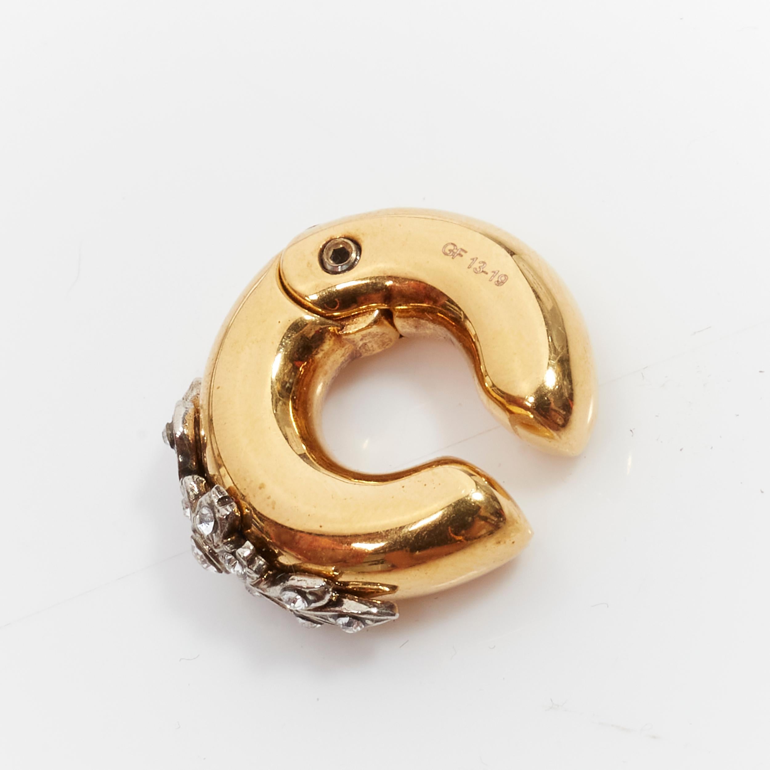 FENDI gold tone crystal embellished clip on earring ear cuff In Excellent Condition In Hong Kong, NT