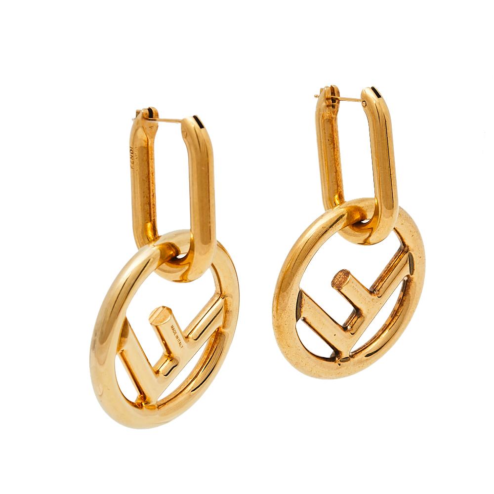 Fendi Gold Tone F Is Fendi Hoop Earrings at 1stDibs | fendi earrings ...