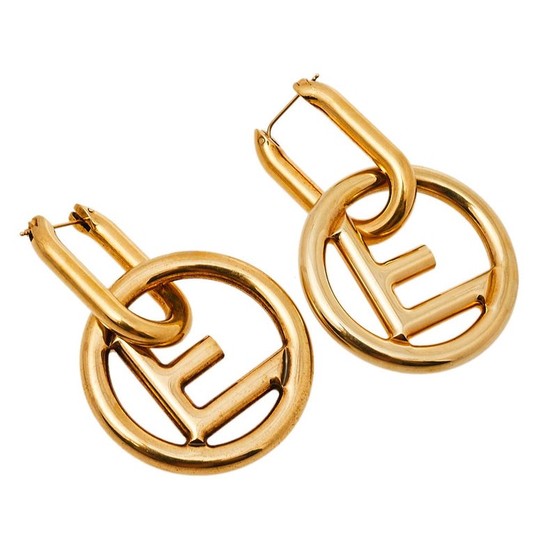 Fendi F Is Fendi Hoop Earrings - Gold-Tone Metal Hoop, Earrings - FEN289752