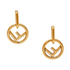 Fendi Gold Tone F Is Fendi Hoop Earrings