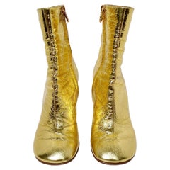 Fendi Gold-Tone Laminated Craquele Nappa Fendi First Booties