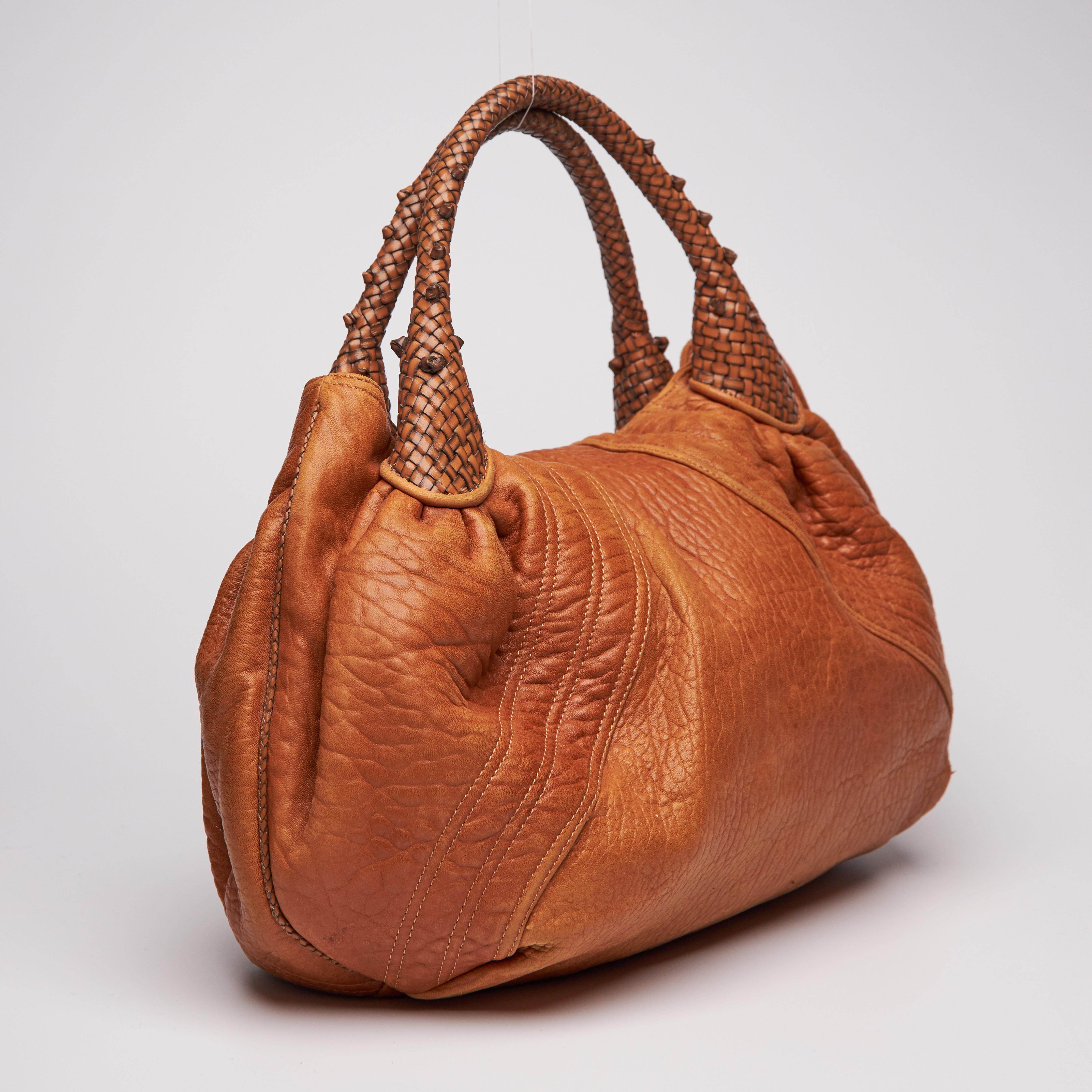 Fendi Golden Brown Nappa Leather Spy Hobo Bag (3br511) In Good Condition In Montreal, Quebec