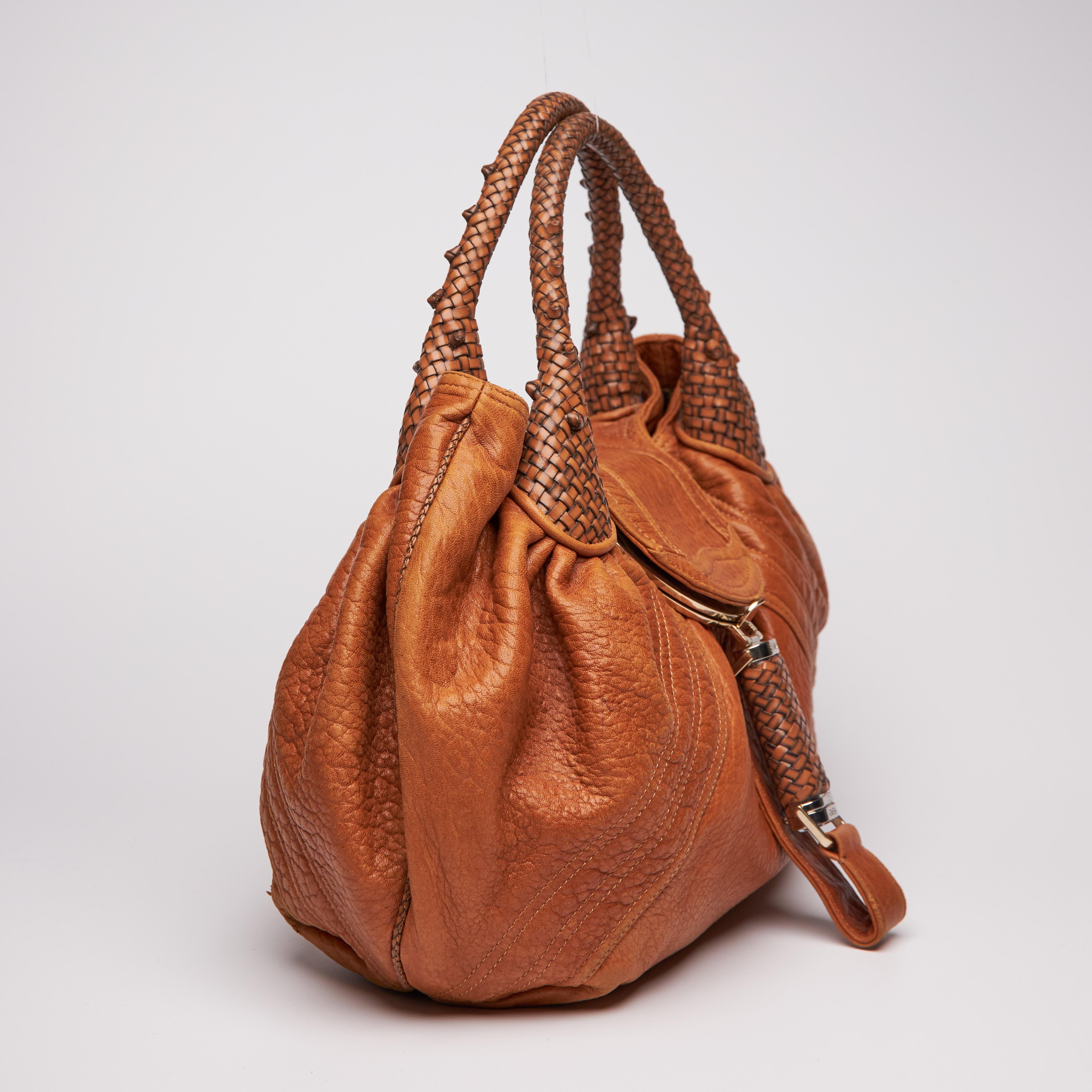 Women's or Men's Fendi Golden Brown Nappa Leather Spy Hobo Bag (3br511)