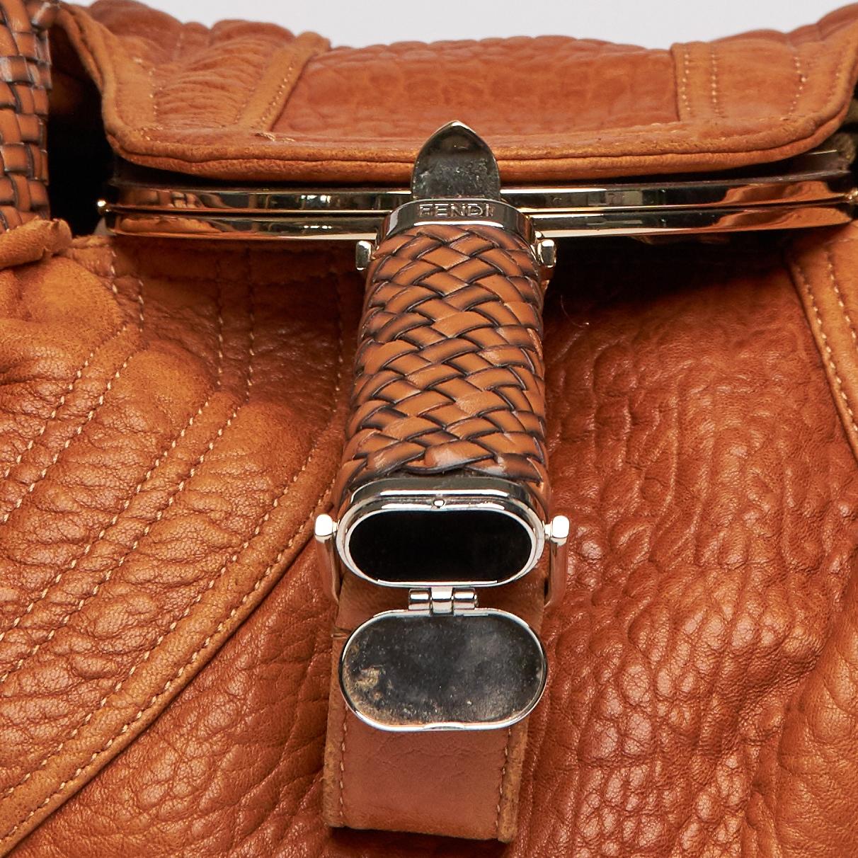 Fendi Golden Brown Nappa Leather Spy Hobo Bag (3br511) 4