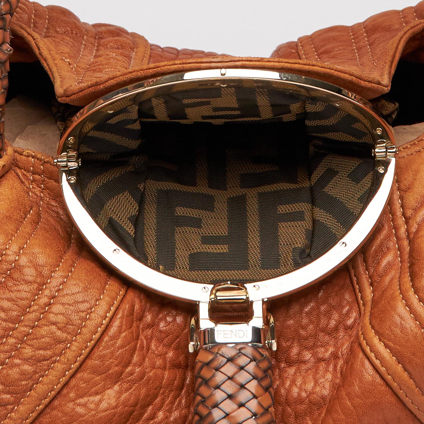Fendi Golden Brown Nappa Leather Spy Hobo Bag (3br511) 5