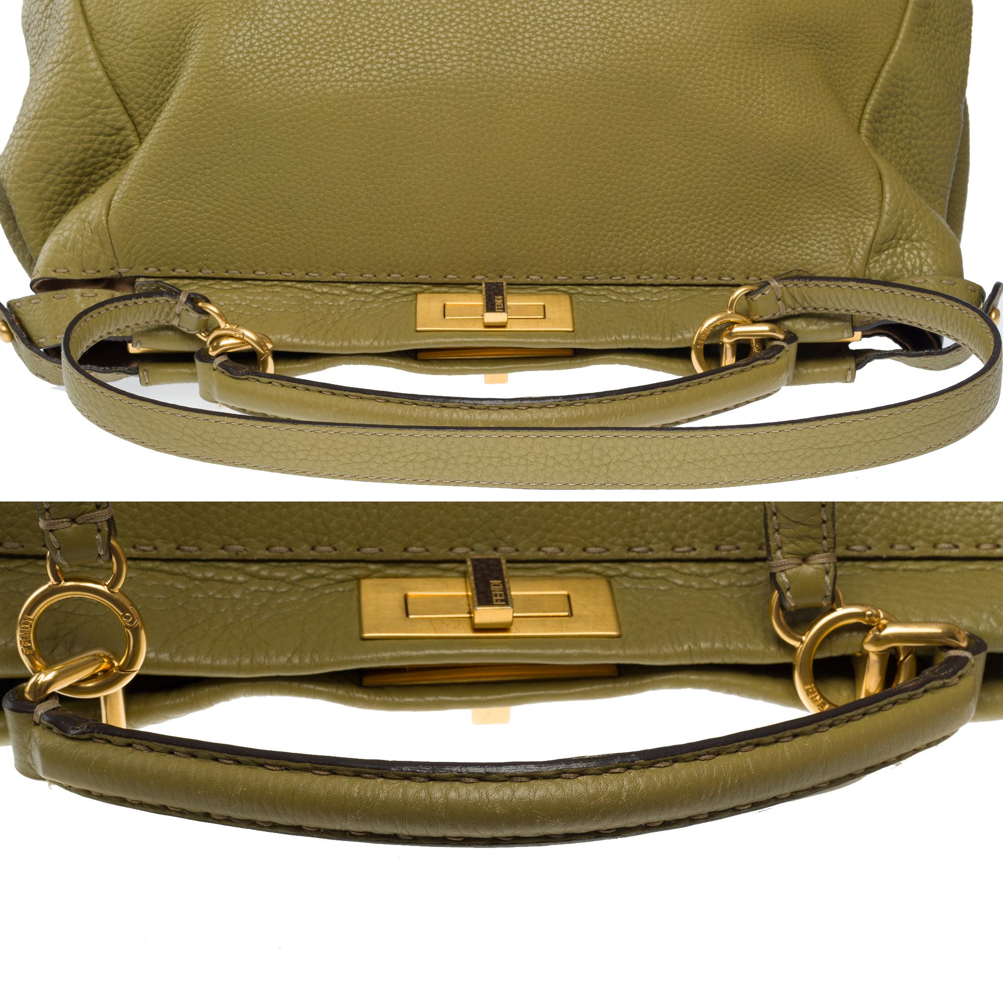 Fendi Grand Modele Peekaboo handbag strap in Olive Green calf leather, GHW For Sale 5