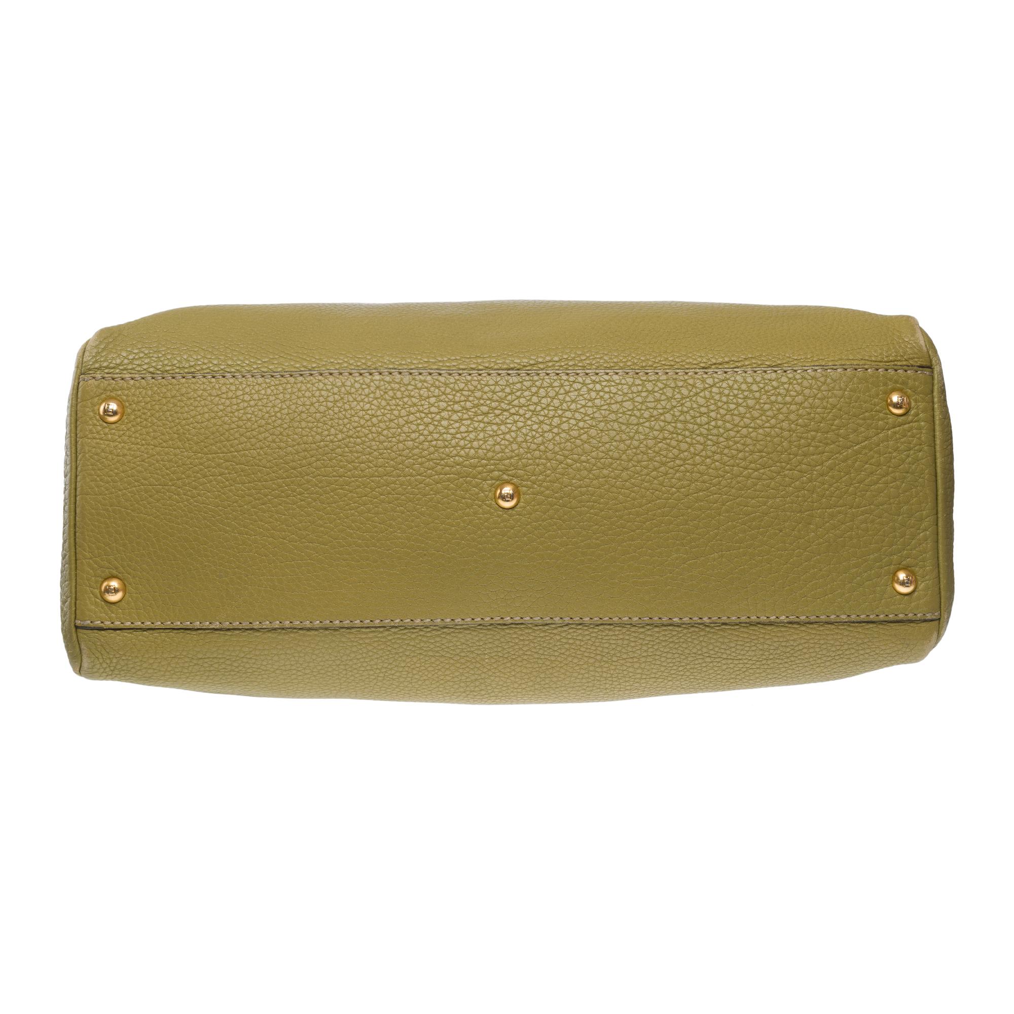 Fendi Grand Modele Peekaboo handbag strap in Olive Green calf leather, GHW For Sale 7