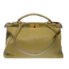 Fendi Grand Modele Peekaboo handbag strap in Olive Green calf leather, GHW